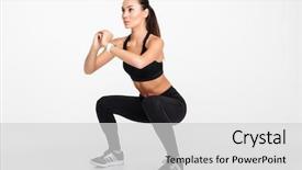  Presentation with fitness - Theme enhanced with asian fitness woman doing squats background and a light gray colored foreground