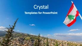  Presentation with middle east - Slide set featuring asian flag - zahle skyline cityscape in beeka background and a gray colored foreground