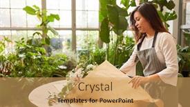  Presentation with shipping - Presentation design with asian-florist-wraps-bouquet background and a yellow colored foreground