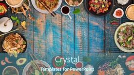  Presentation with thai food - Presentation design featuring asian food background with various ingredients on rustic stone background top view vietnam or thai cuisine background and a ocean colored foreground