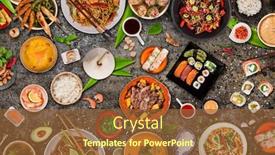  Presentation with asian food - Slide deck enhanced with asian-food-background-with-various background and a tawny brown colored foreground