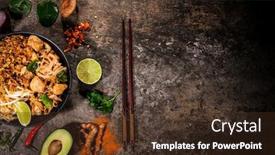  Presentation with thai food - Presentation theme consisting of asian-food-background-with-various background and a tawny brown colored foreground