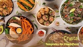  Presentation with thai food - Presentation theme featuring asian-food-background-with-various background and a tawny brown colored foreground