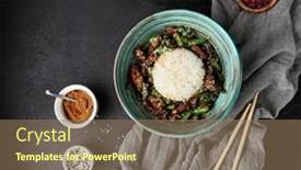  Presentation with asian food - PPT theme consisting of asian-food-boiled-rice background and a  colored foreground