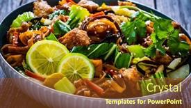  Presentation with nuggets food - PPT theme enhanced with asian-food-chicken-nuggets-noodles background and a  colored foreground