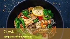  Presentation with nuggets food - Presentation theme consisting of asian-food-chicken-nuggets-noodles background and a tawny brown colored foreground