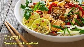  Presentation with nuggets food - Presentation enhanced with asian-food-chicken-nuggets-noodles background and a tawny brown colored foreground