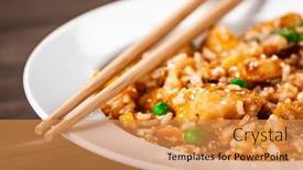  Presentation with nuggets food - Presentation theme with asian-food-chicken-nuggets-rice background and a gold colored foreground
