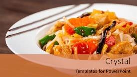  Presentation with nuggets food - Slides with asian-food-chicken-nuggets-rice background and a gold colored foreground