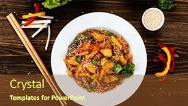  Presentation with nuggets food - Presentation theme featuring asian-food-chicken-nuggets-rice background and a tawny brown colored foreground