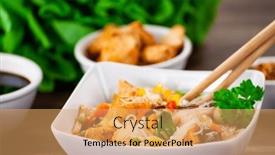  Presentation with nuggets food - Presentation design enhanced with asian-food-chicken-nuggets-rice background and a yellow colored foreground