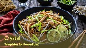 Presentation with soy - Presentation featuring asian-food-chow-mein-noodles background and a tawny brown colored foreground