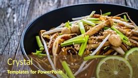  Presentation with soy sauce - Slide deck enhanced with asian-food-chow-mein-noodles background and a tawny brown colored foreground