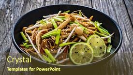  Presentation with soy - Slides with asian-food-chow-mein-noodles background and a tawny brown colored foreground