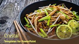  Presentation with soy sauce - PPT layouts enhanced with asian-food-chow-mein-noodles background and a tawny brown colored foreground