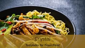  Presentation with soy - Presentation theme consisting of asian-food-chow-mein-noodles background and a gold colored foreground