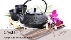  Presentation with asian chopsticks - Presentation enhanced with asian food concept green tea background and a mint green colored foreground