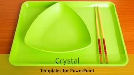  Presentation with asian chopsticks - Colorful theme enhanced with asian food concept with plate and chopsticks backdrop and a yellow colored foreground