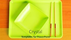  Presentation with asian chopsticks - Cool new presentation theme with asian food concept with plate and chopsticks backdrop and a yellow colored foreground
