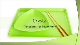  Presentation with asian chopsticks - Presentation consisting of asian food concept with plate and chopsticks background and a yellow colored foreground
