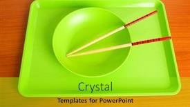  Presentation with asian chopsticks - Slides featuring asian food concept with plate and chopsticks background and a mint green colored foreground