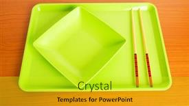  Presentation with asian chopsticks - Amazing presentation theme having asian food concept with plate and chopsticks backdrop and a yellow colored foreground