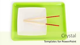  Presentation with asian chopsticks - Presentation theme having asian food concept with plate and chopsticks background and a blonde colored foreground