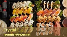  Presentation with food delivery - Slides with asian-food-delivery-home-various background and a tawny brown colored foreground