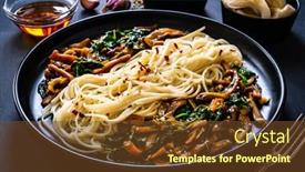  Presentation with soy sauce - Amazing slide deck having asian-food-fried-soy-sauce backdrop and a tawny brown colored foreground