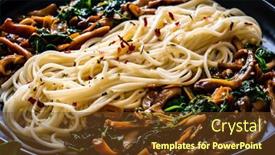  Presentation with soy sauce - Cool new PPT theme with asian-food-fried-soy-sauce backdrop and a tawny brown colored foreground