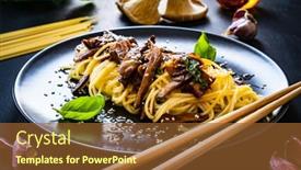  Presentation with asian food - Cool new PPT theme with asian-food-fried-soy-sauce backdrop and a tawny brown colored foreground