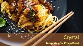  Presentation with soy sauce - Slides enhanced with asian-food-fried-soy-sauce background and a tawny brown colored foreground