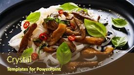  Presentation with asian food - Presentation featuring asian-food-fried-soy-sauce background and a tawny brown colored foreground