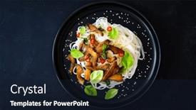  Presentation with asian food - Slide set consisting of asian-food-fried-soy-sauce background and a wine colored foreground