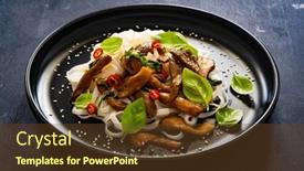  Presentation with asian food - Slides enhanced with asian-food-fried-soy-sauce and a tawny brown colored foreground