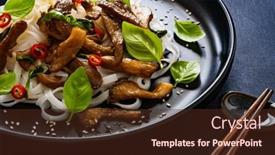  Presentation with asian food - PPT theme consisting of asian-food-fried-soy-sauce background and a tawny brown colored foreground