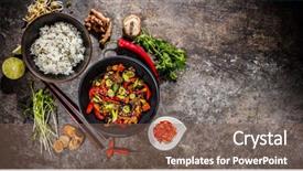 Presentation with asian food - Theme enhanced with asian food in bowl free background and a violet colored foreground