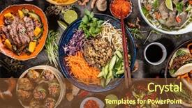  Presentation with asian food - Beautiful PPT layouts featuring asian food in bowls free backdrop and a  colored foreground
