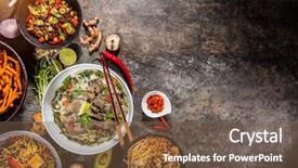  Presentation with free food - Audience pleasing slide deck consisting of asian food in bowls free backdrop and a tawny brown colored foreground