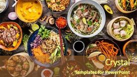  Presentation with free food - PPT theme featuring asian food in bowls free background and a tawny brown colored foreground