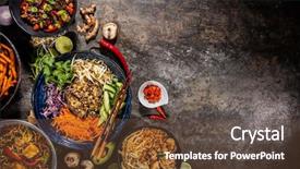  Presentation with free food - Amazing PPT theme having asian food in bowls free backdrop and a  colored foreground