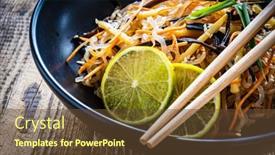  Presentation with asian food - Presentation theme consisting of asian-food-konjac-noodles-stir background and a tawny brown colored foreground