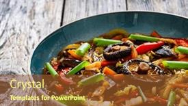  Presentation with asian food - PPT theme featuring asian-food-noodles-and-stir and a tawny brown colored foreground