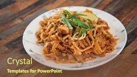  Presentation with asian food - Cool new slide deck with asian-food-noodles backdrop and a tawny brown colored foreground
