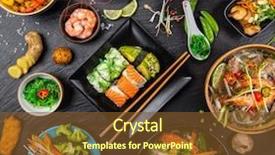  Presentation with thai food - Beautiful presentation theme featuring asian food served on black backdrop and a tawny brown colored foreground