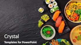  Presentation with vietnamese food - Cool new slide deck with asian food served on black backdrop and a dark gray colored foreground