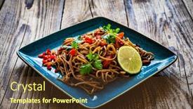  Presentation with asian food - Slides consisting of asian-food-soba-noodles-stir background and a tawny brown colored foreground