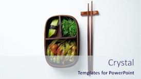 Presentation with food meals - PPT theme having asian-food-with-freash-vedeterian background and a sky blue colored foreground