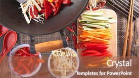  Presentation with asian food - Slide set enhanced with asian food wok background and a red colored foreground