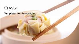  Presentation with food dimsum - Beautiful presentation theme featuring asian food backdrop and a white colored foreground